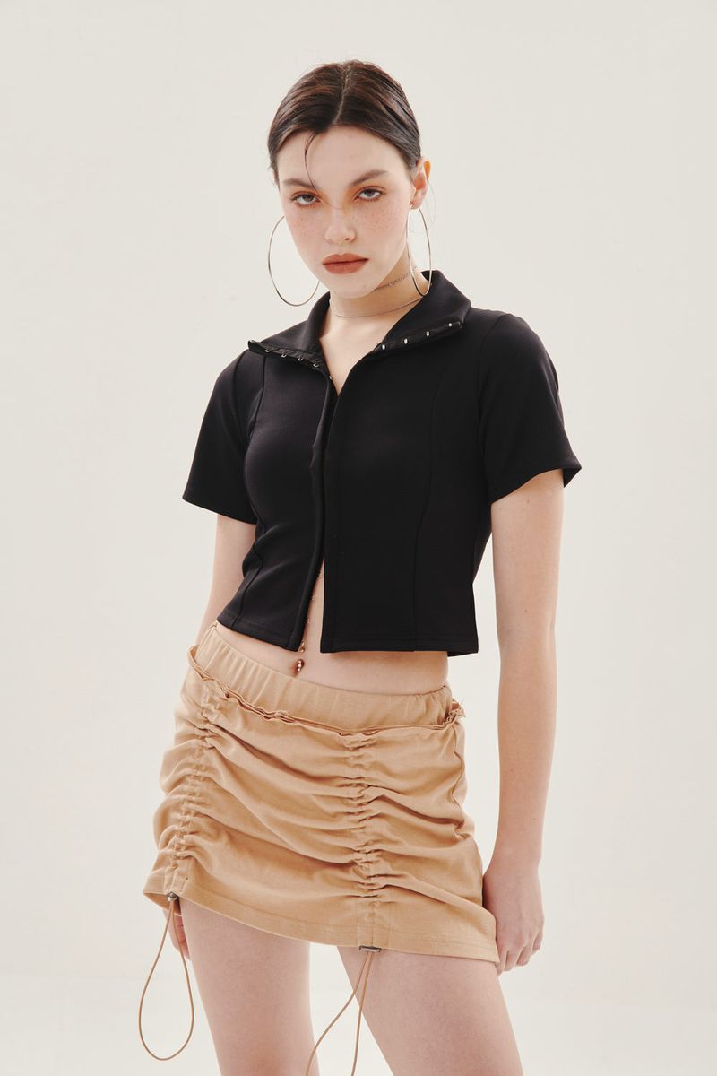 GATELESS（ゲートレス）の「SHIRRING MINI SKIRT（Skirts）」