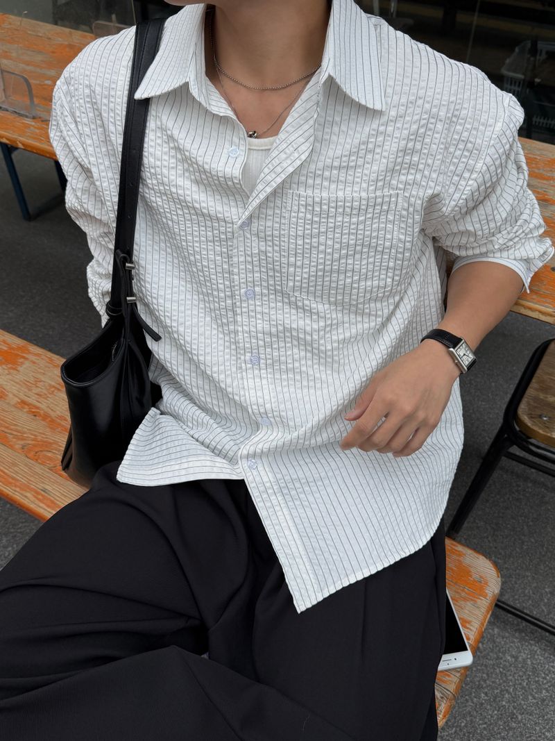 AVAND（アバンド）の「Cove embossed stripe shirt（Tops）」