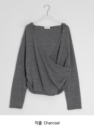 Ryoka Summer Layered V-Neck Wrap Hood Knit