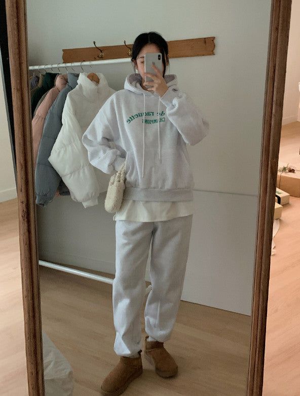 Daily Lettering Hoodie + Jogger Pants Set (3color)