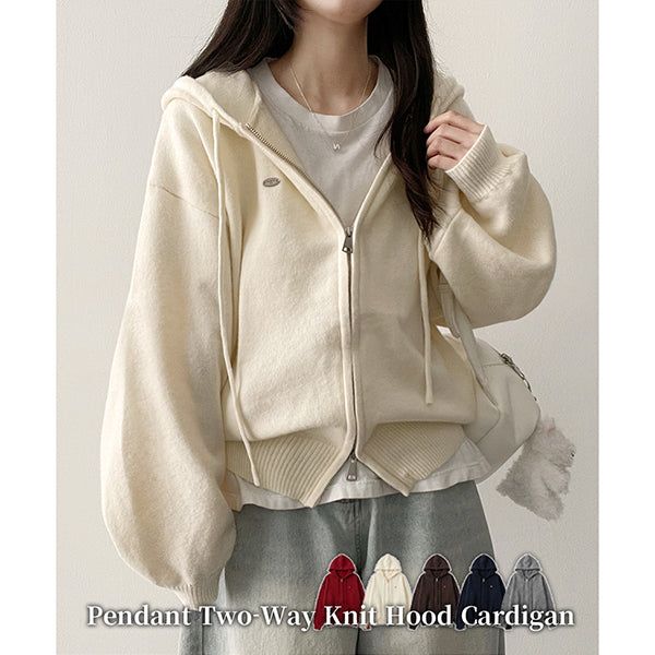 hijjoo（ハイチュー）の「Flo Pendant Loose Fit Knit Hooded Zip-Up（Tops）」