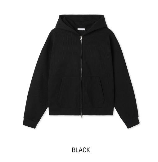 Tain Waffle Crop Hood Zip-Up