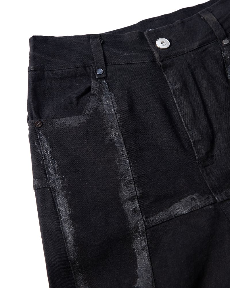 PADDED FLARED PAINTED DENIM PANTS