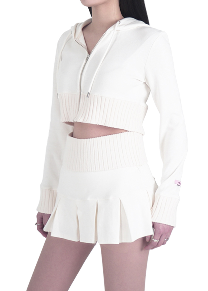 FOR RING PLEATS MINI SKIRT (WHITE)