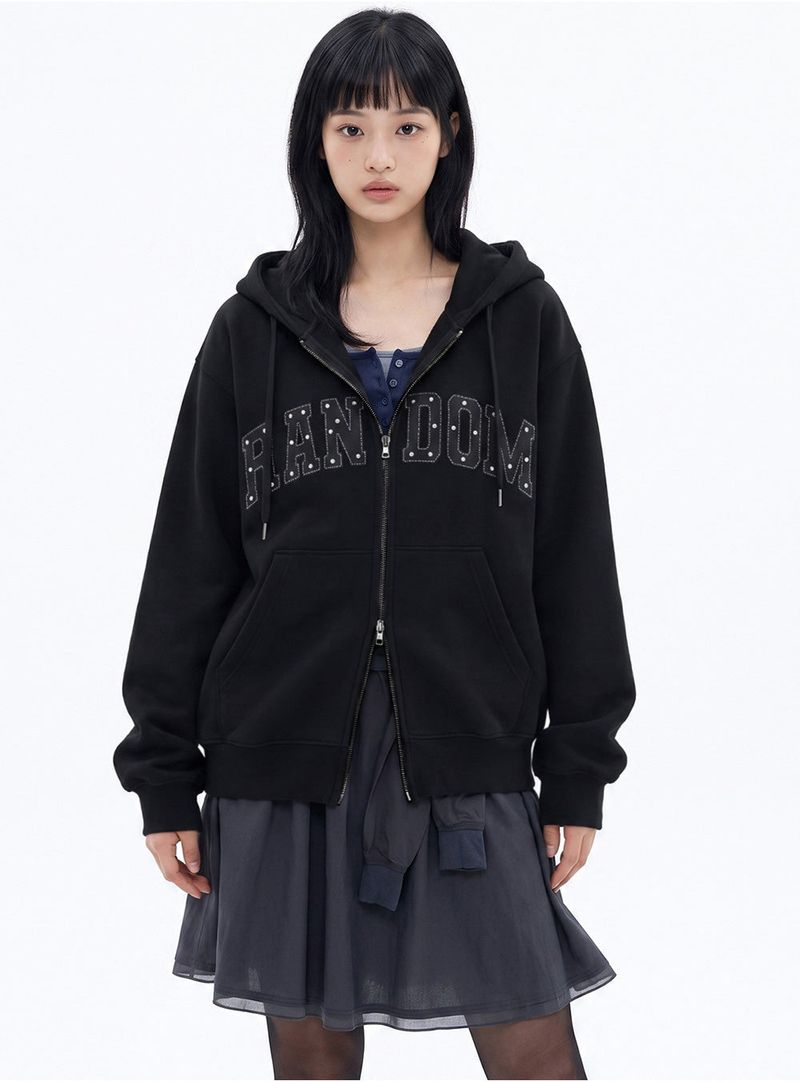 RANDOM STUD ARCH 2-WAY ZIP-UP (2color)