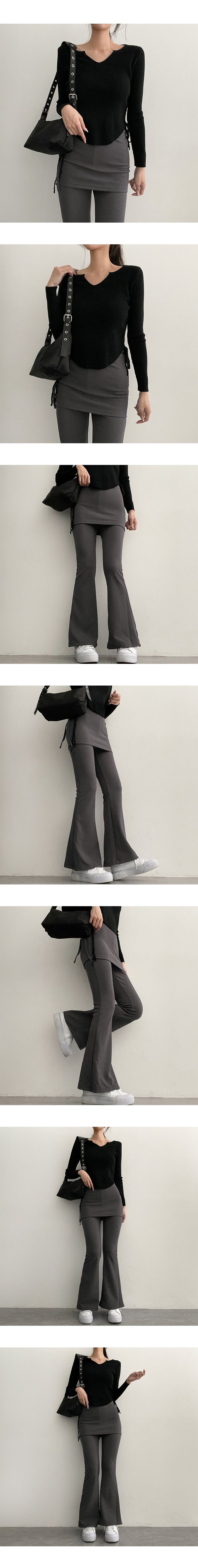 Strap banding bootcut skirt leggings