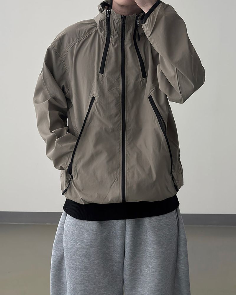 CALVET Zip-Up Hooded Windbreaker