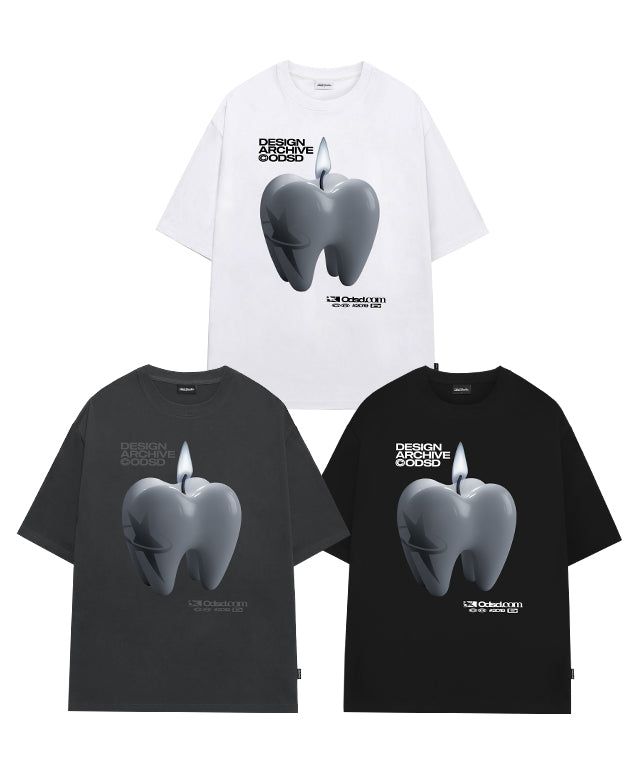 Tooth Candle Graphic Overfit T-shirt - 3COLOR