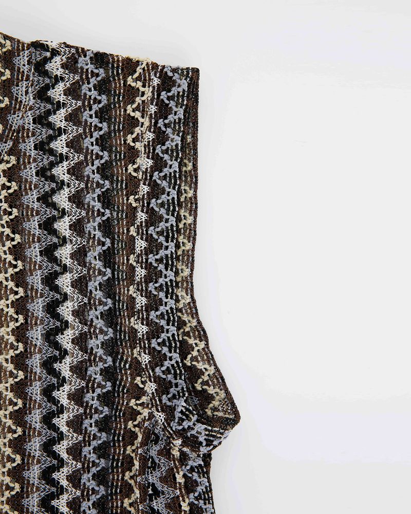  V neck knit Vest _ BROWN
