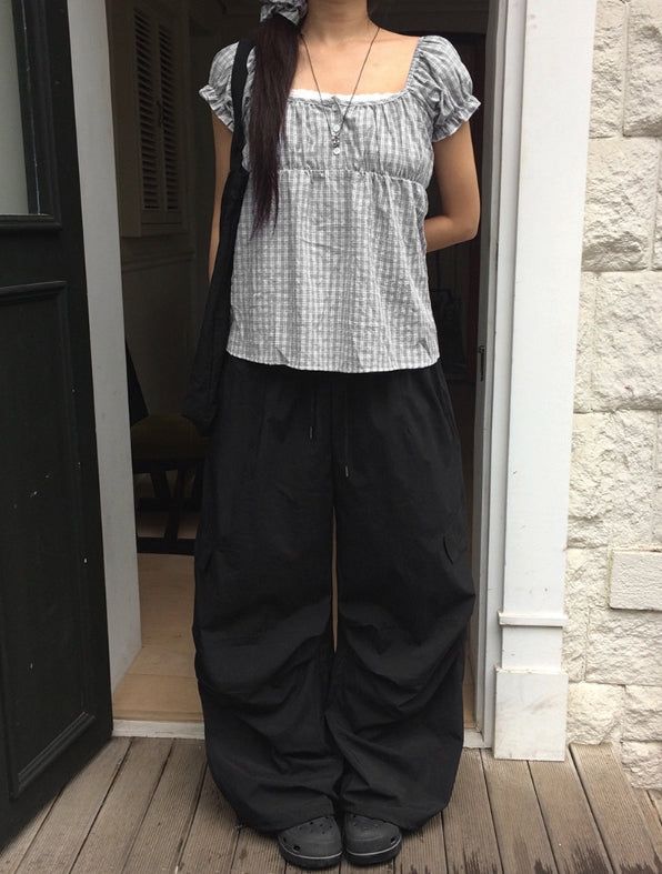 Kero Frill Wide Banding Pintuck Cargo Pants