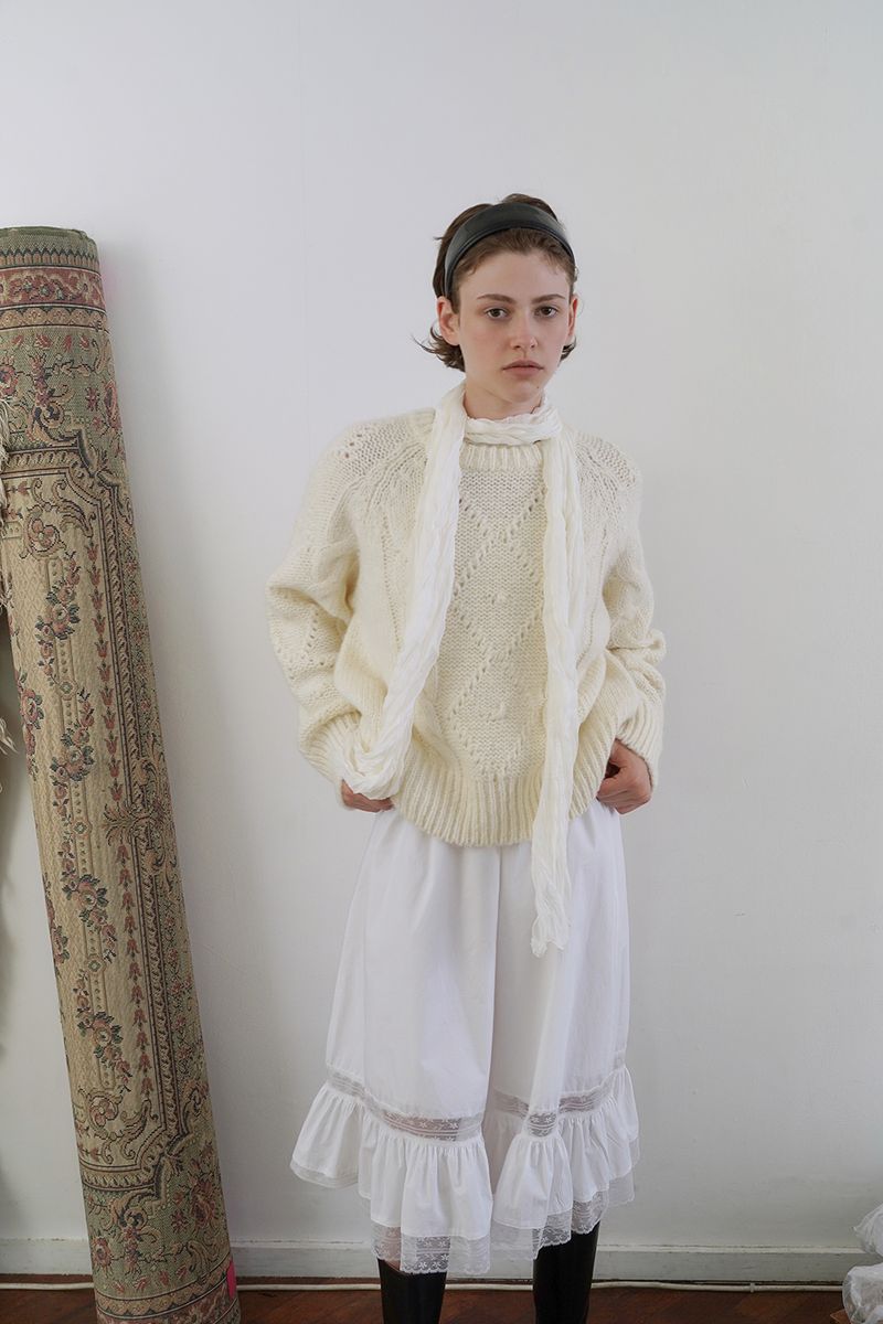 Faye lace skirt_ivory