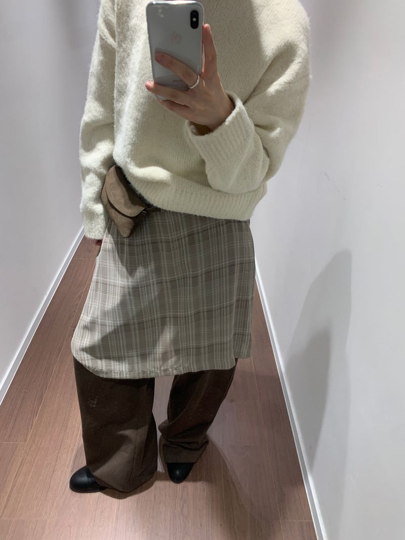Roman check layered skirt (2color)