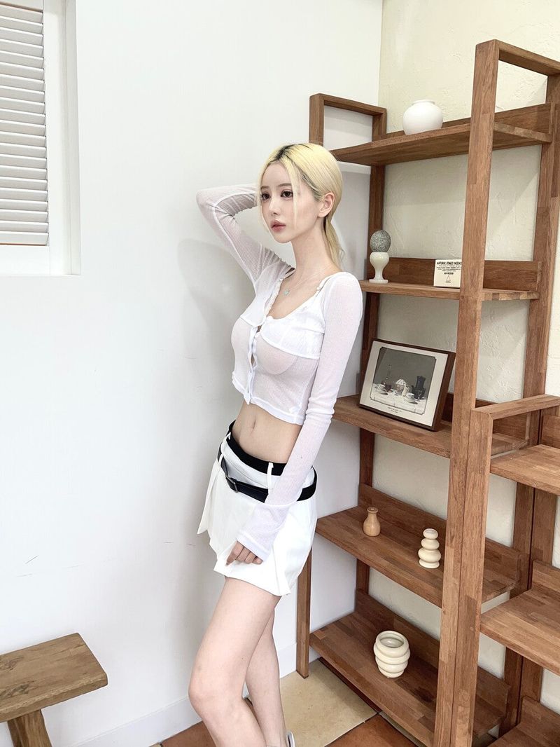 1303. Bralette layered button T (3color)