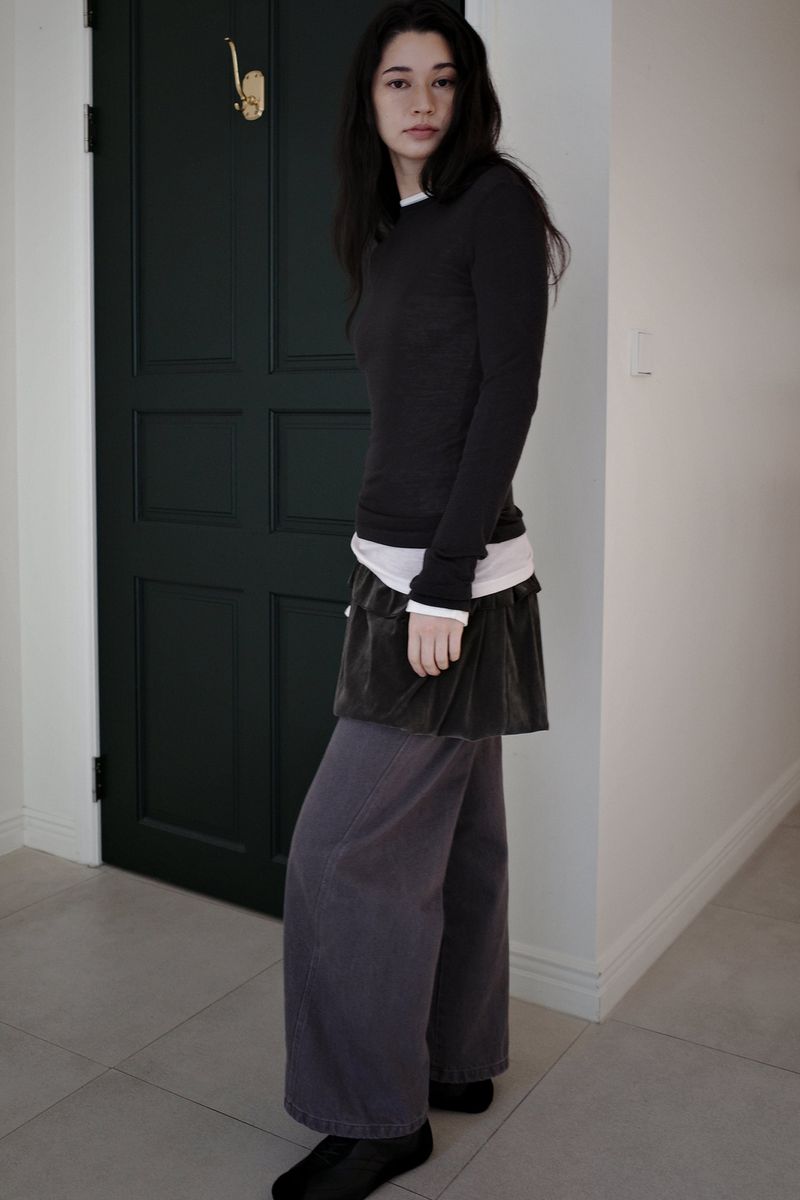 Washed straight leg pants, Ash purple