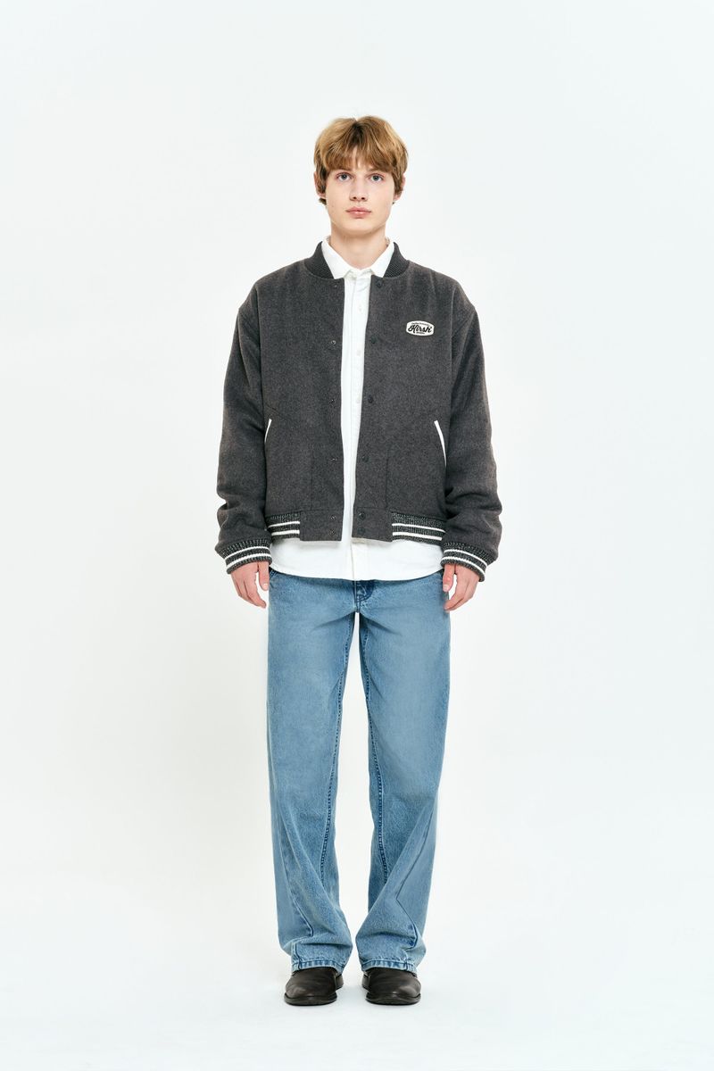 UNI RIB POINT VARSITY JACKET [MELANGE GRAY]