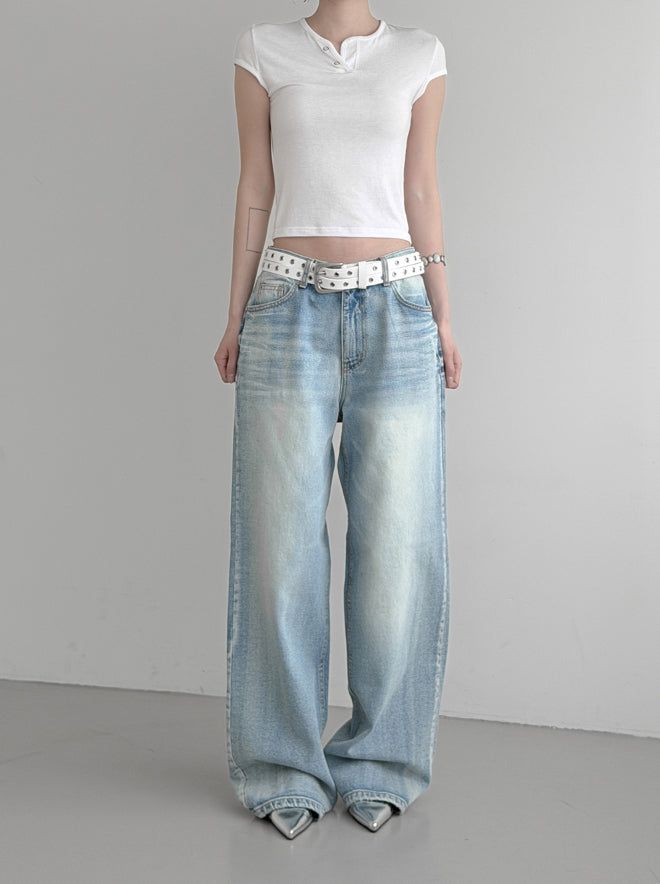 mnem（ムネム）の「(Unisex) Lumen Double Pocket Washed Denim（Pants）」