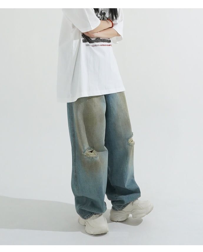 Dirty damage denim pants