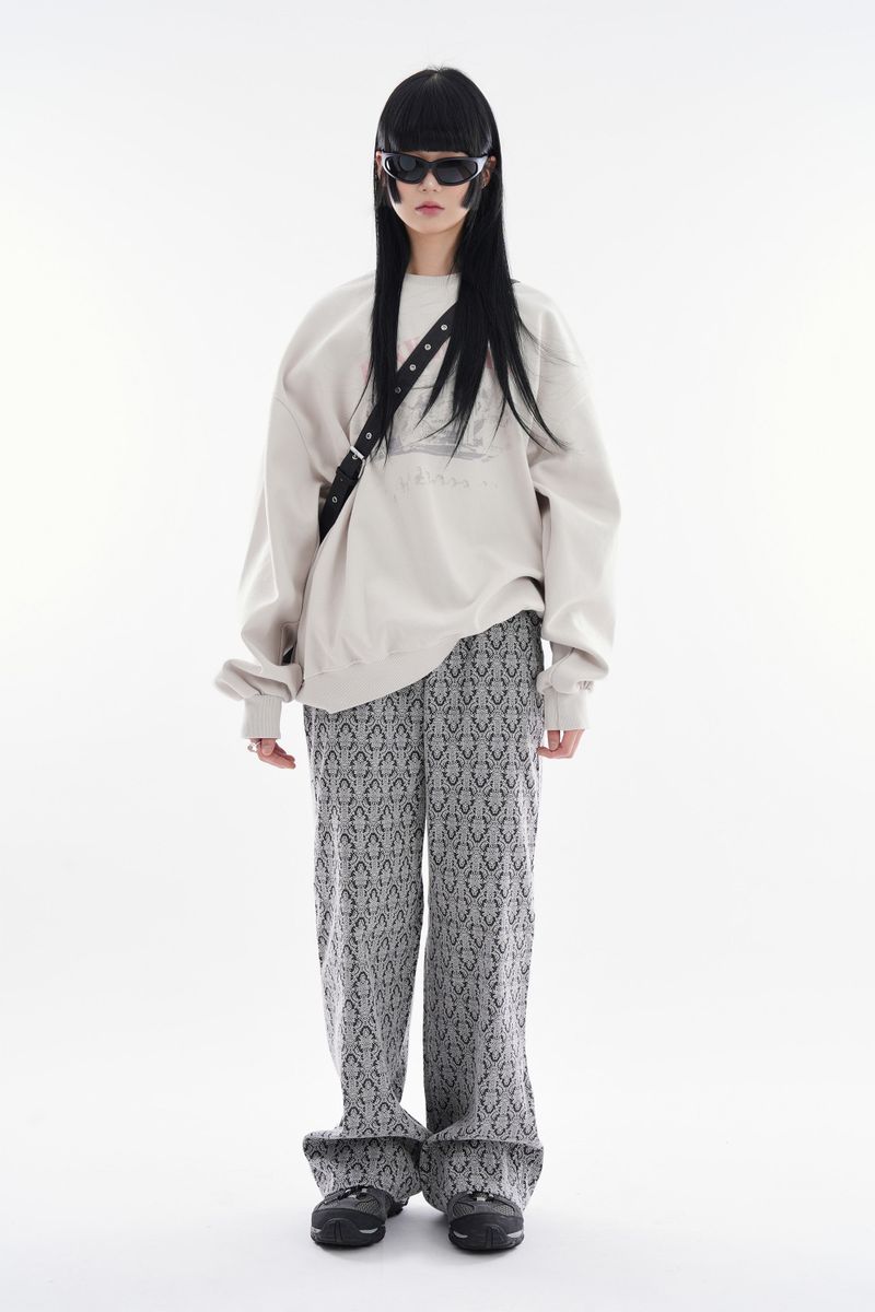 Ancient jacquard wide banding pants