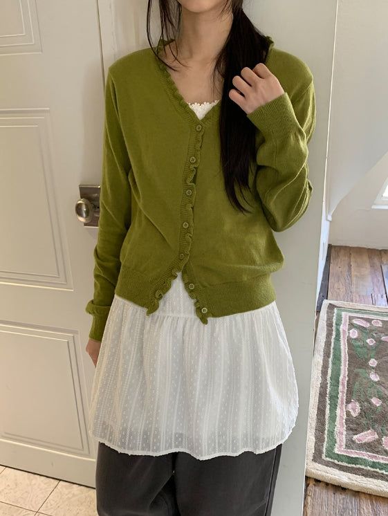 Rico Frill V-Neck Knit Cardigan