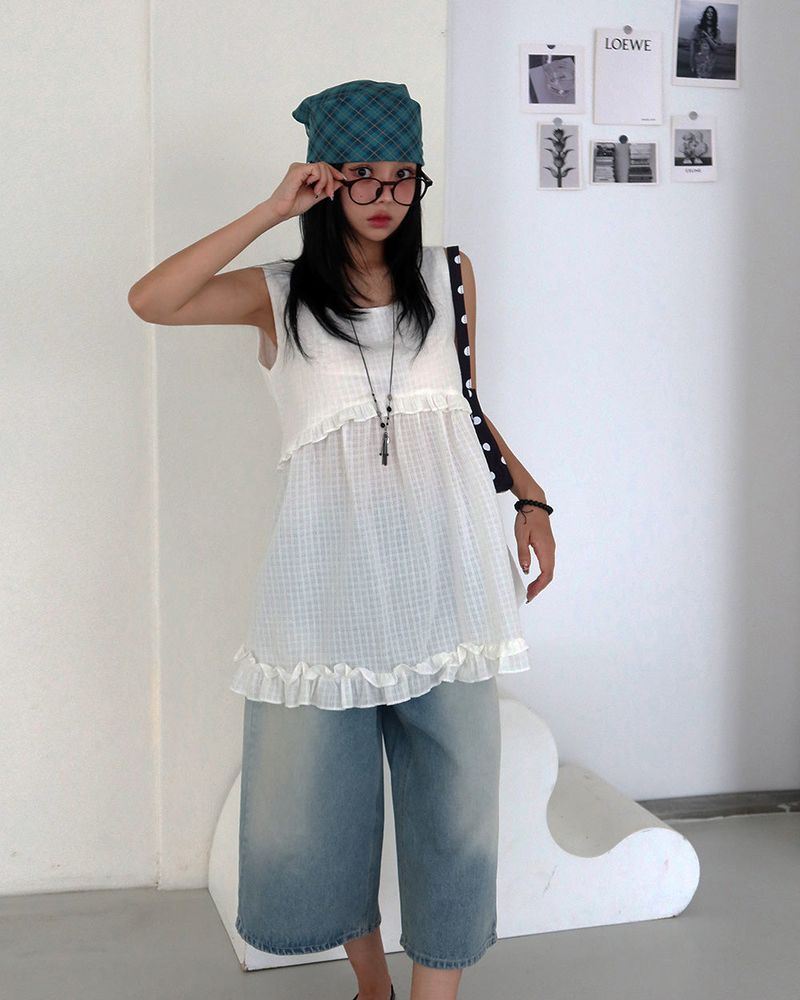 square frill mini-dress