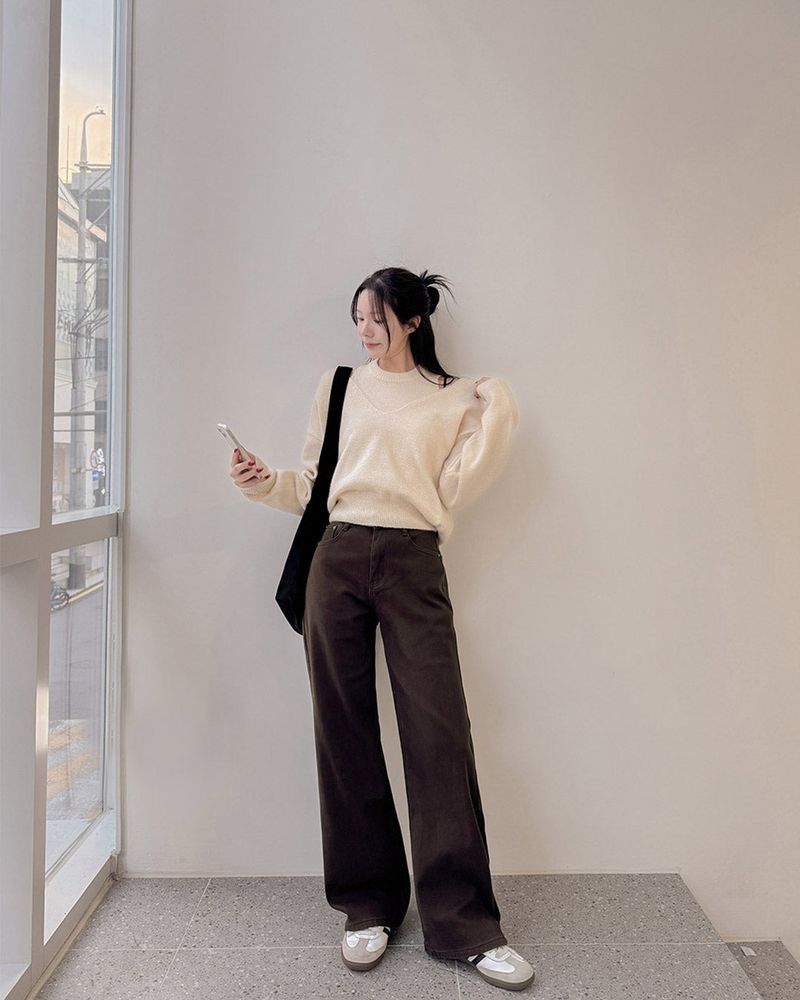 Ribbed wide pants