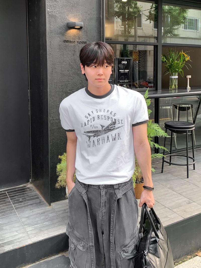 WHAT A LOOK（ワット ア ルック）の「[Shoulder +3cm] Vintage Plain リンガー半袖Tシャツ（トップス）」