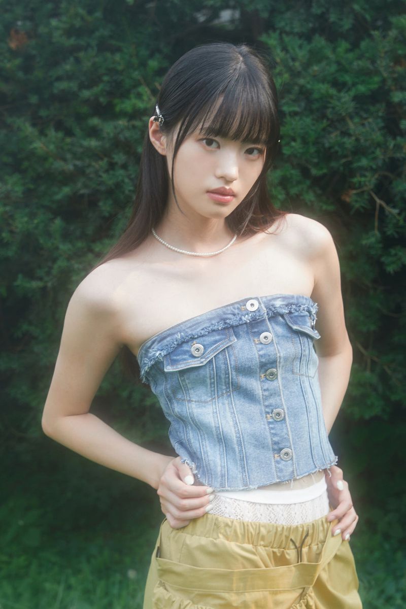 DENIM OFF SHOULDER TOP (BLUE)