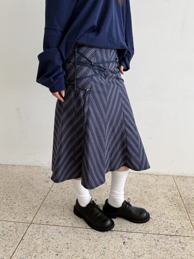 zigzag pattern midi skirt