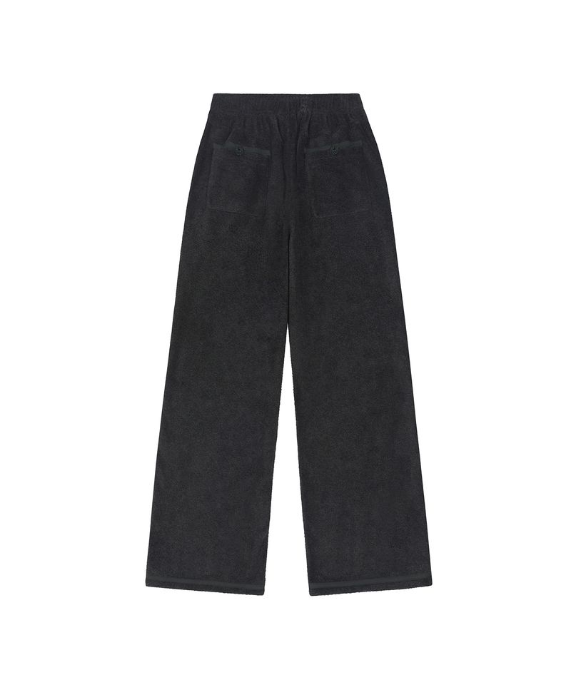 Button Point Fleece Pintuck Pants - CHARCOAL