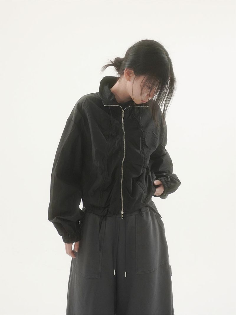 Crinkle shirring ribbon windbreaker -2C