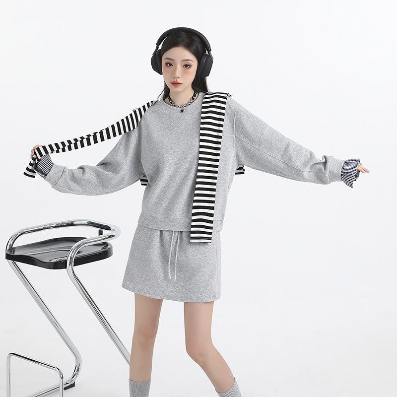 Gradient Stripe Hoodie & Shorts Set