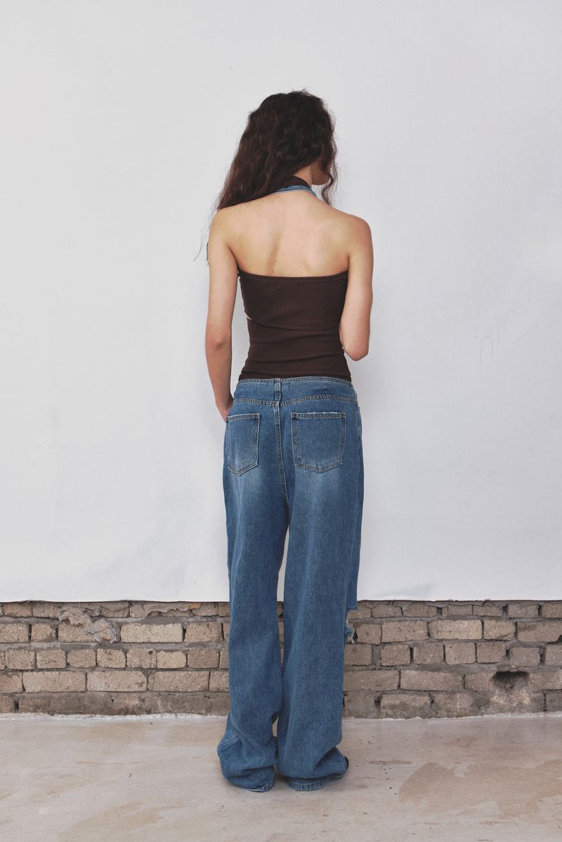 STUD HALTER TANKTOP - CHOCO BROWN