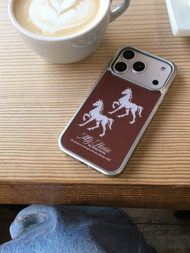 Pony Magsafe Silver Glass Bumper Case(Brown)