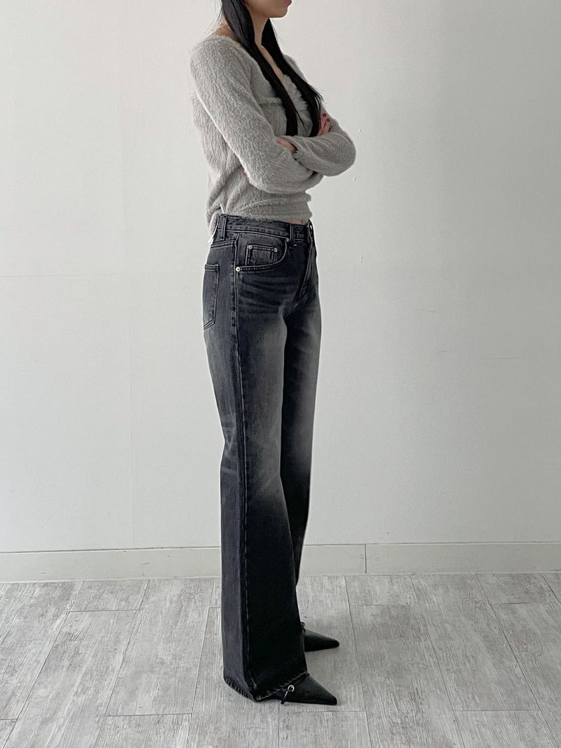 [unisex] 641 cat-washed bootcut denim pants