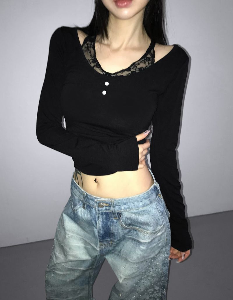 estrogen lace halter top(3 color)