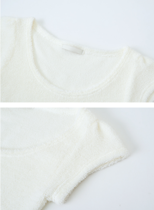 Terry U-neck Cap Short Sleeve Knit (2color)
