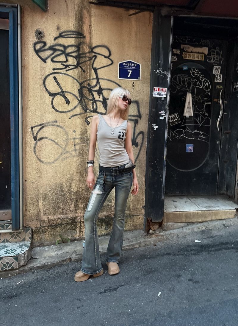 Cross Vintage Low-Rise Bootcut Jeans