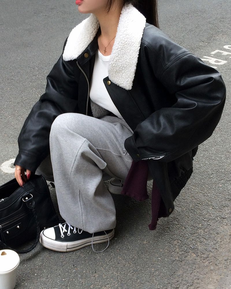 [ORIGINAL] Penta Leather Wool Shearling Jumper