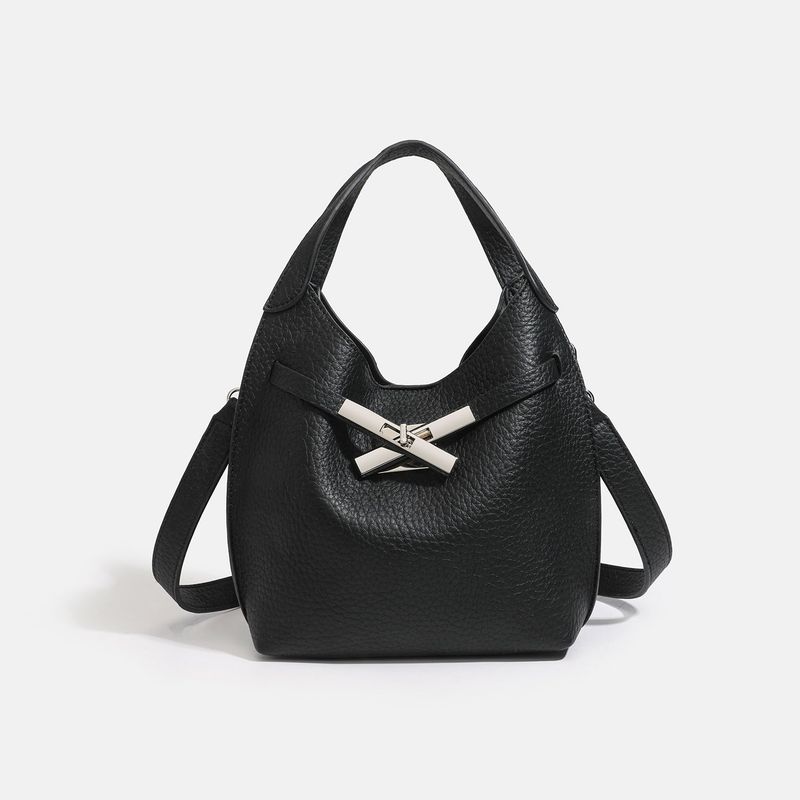 X Buckle Soft Leather Hobo Bag