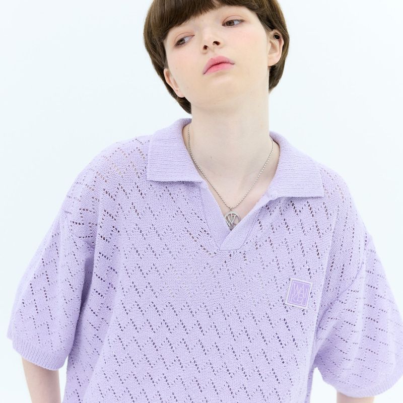 Skashi collar half sleeve knit