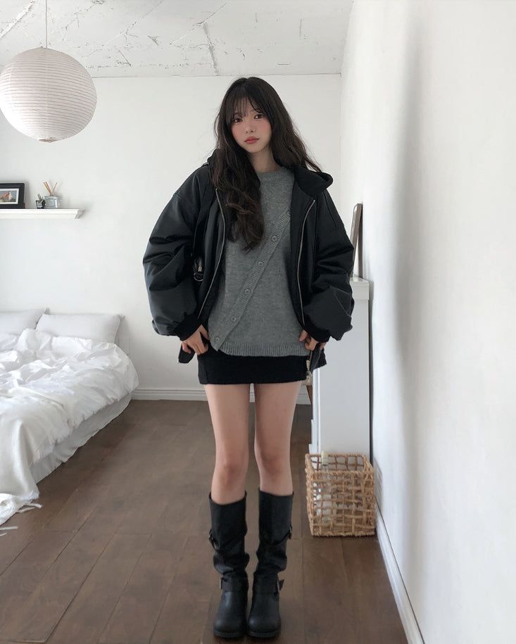 Meto Leather Hood Flight Jacket