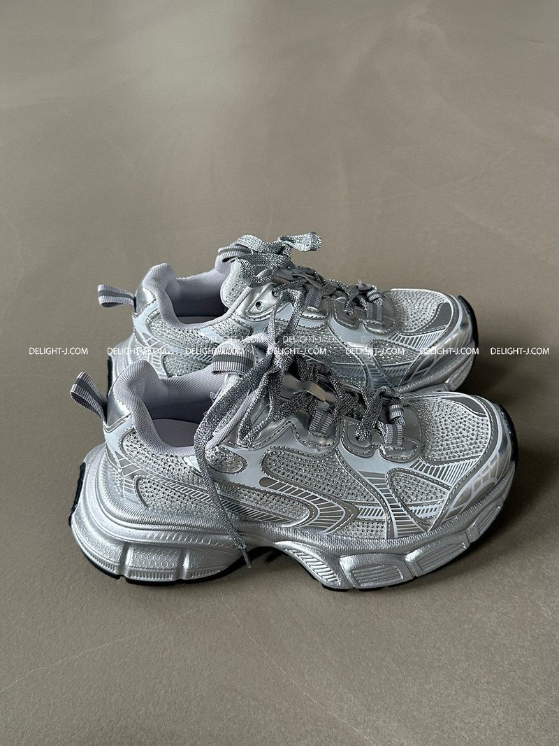 Cubic Silver Cowhide Hoop Sneakers