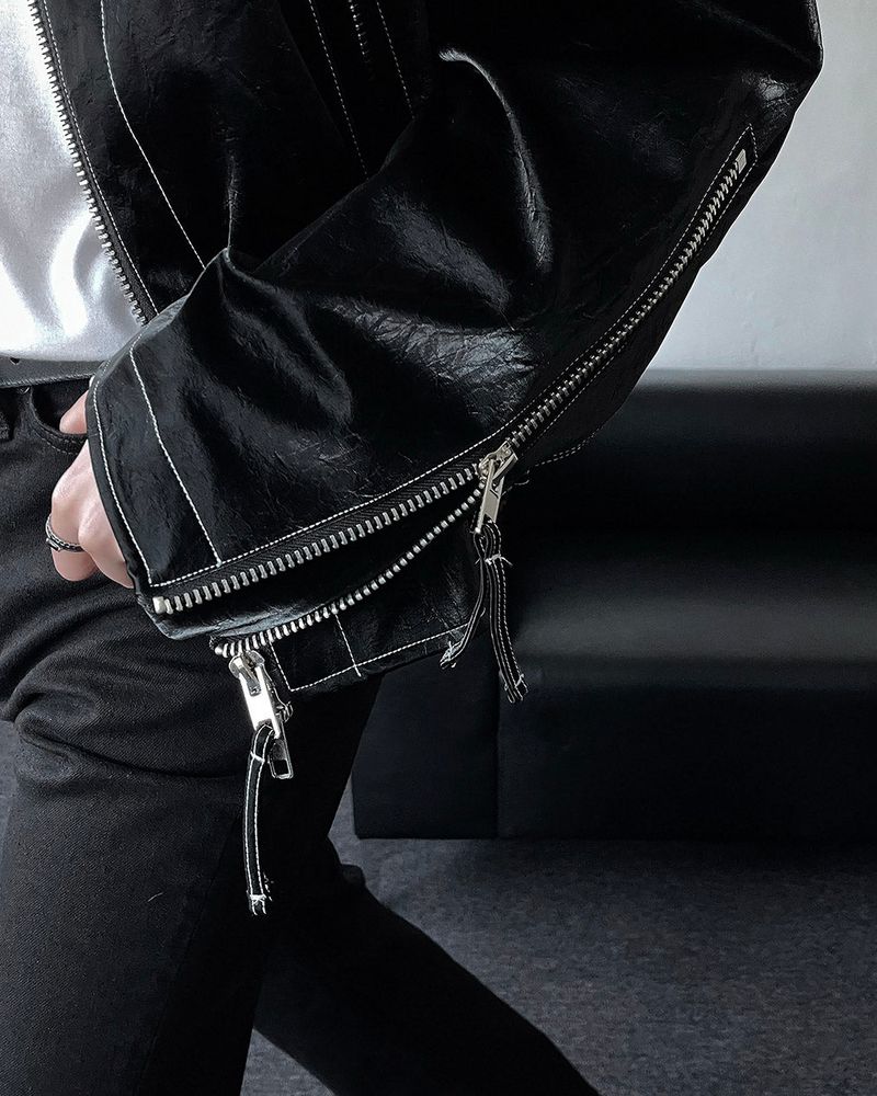 MG Glossy Biker Jacket (3 colors)