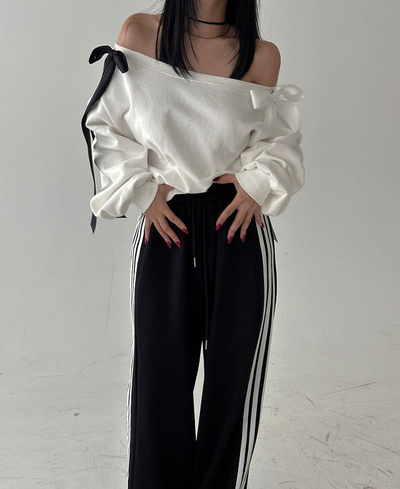 Ribbon Track Wide Pants