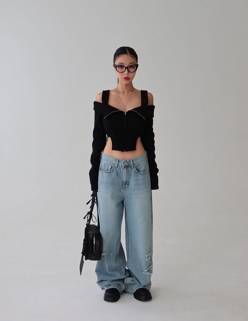 hip lettering wide jeans