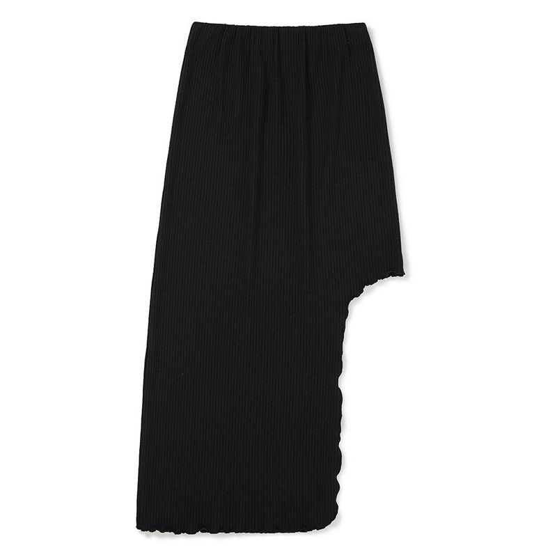 サイドオフミディアムスカート / Side-off Midi Skirt [BLACK]