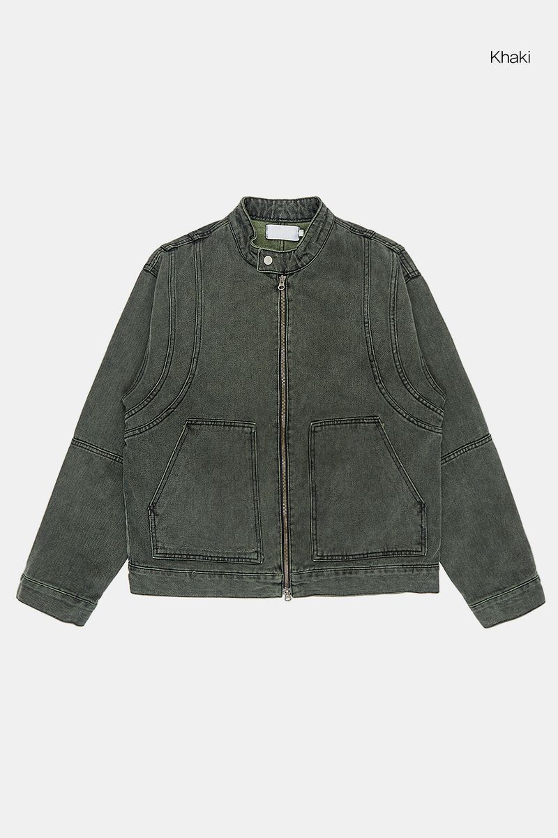 Racer 2-way zip-up denim jacket