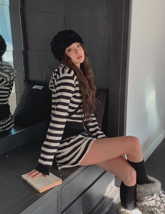Pierre Stripe Set-up Two-Way Hood Zip-Up