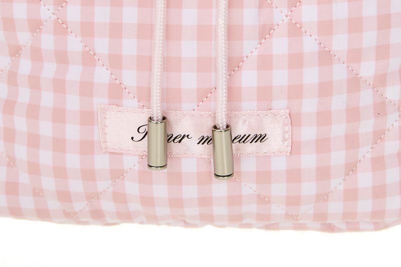 Gingham check string mini backpack (PINK)