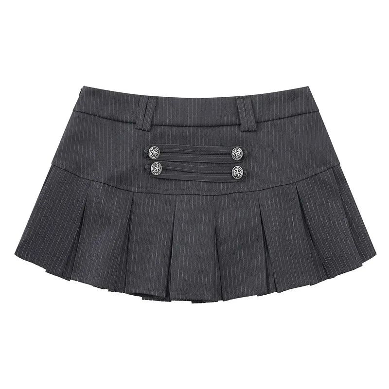 Cozy&Kitsch（コージーアンドキッチ）の「ボタン ピンストライプ プリーツ ミニ スカート（スカート）」